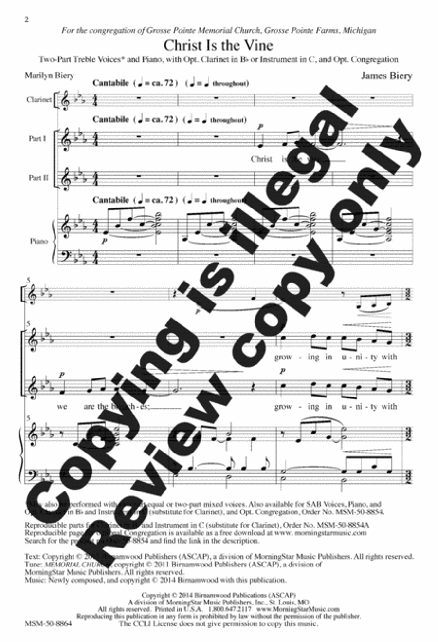 Christ Is the Vine 2-Part scores gallery preview page 2