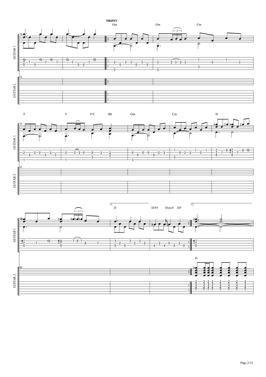 Йовано, Йованке (Кавър Класическа Китара) - Jovano, Jovanke (acoustic cover by SLAVE) Acoustic Guitar scores gallery preview page 3