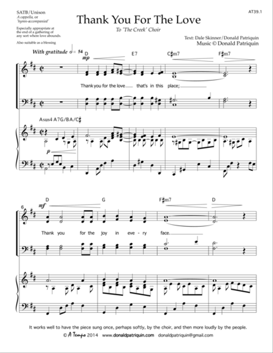 Thank You For The Love 4-Part scores gallery preview page 1