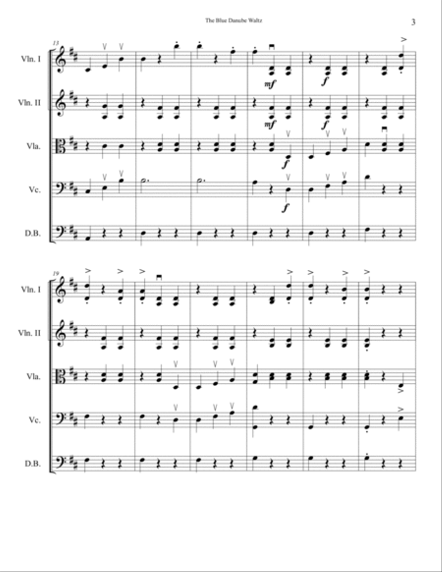 The Blue Danube Waltz, EASY for string orchestra. SCORE & PARTS String Orchestra scores gallery preview page 3