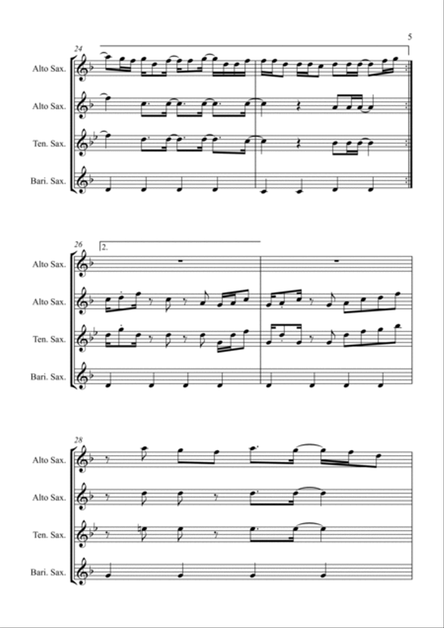Stayin' Alive Stayin' Alive Saxophone Quartet scores gallery preview page 5