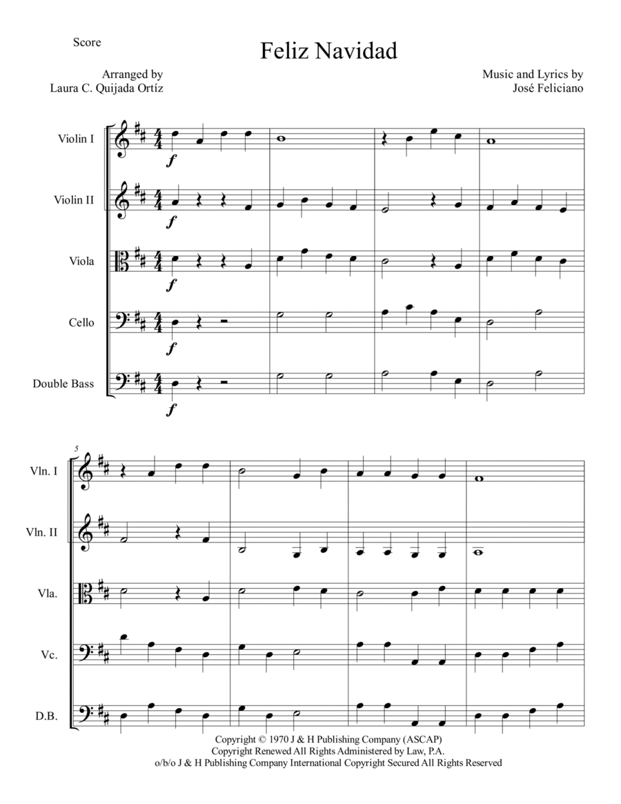 Feliz Navidad String Orchestra scores gallery preview page 1