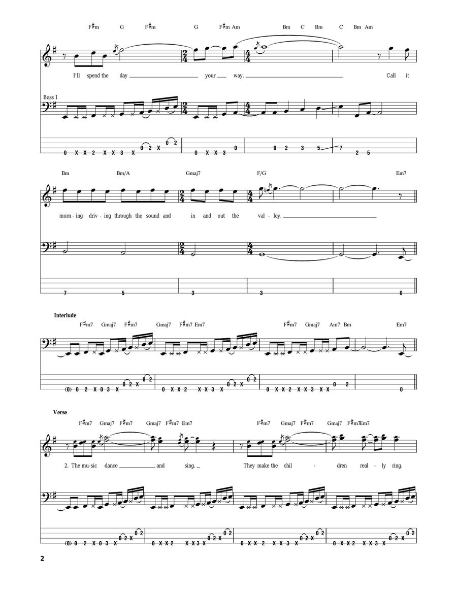 Roundabout Bass Guitar Tablature scores gallery preview page 2
