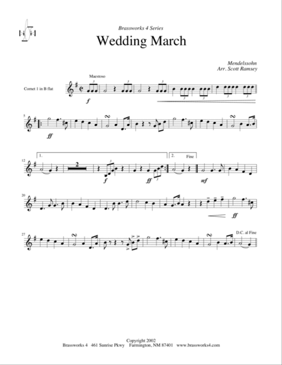 Wedding March Brass Quartet scores gallery preview page 3