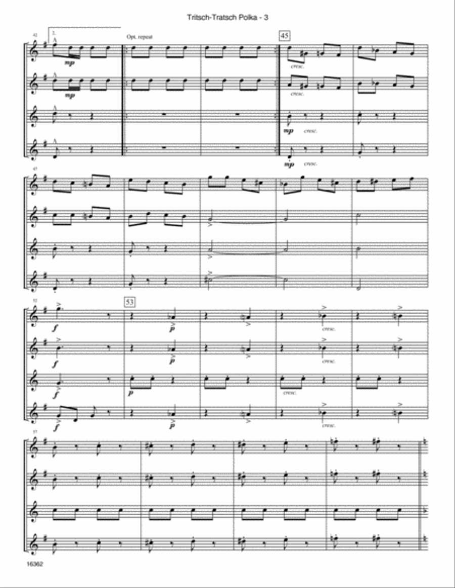 Tritsch-Tratsch Polka (Op. 214) Saxophone Quartet scores gallery preview page 4
