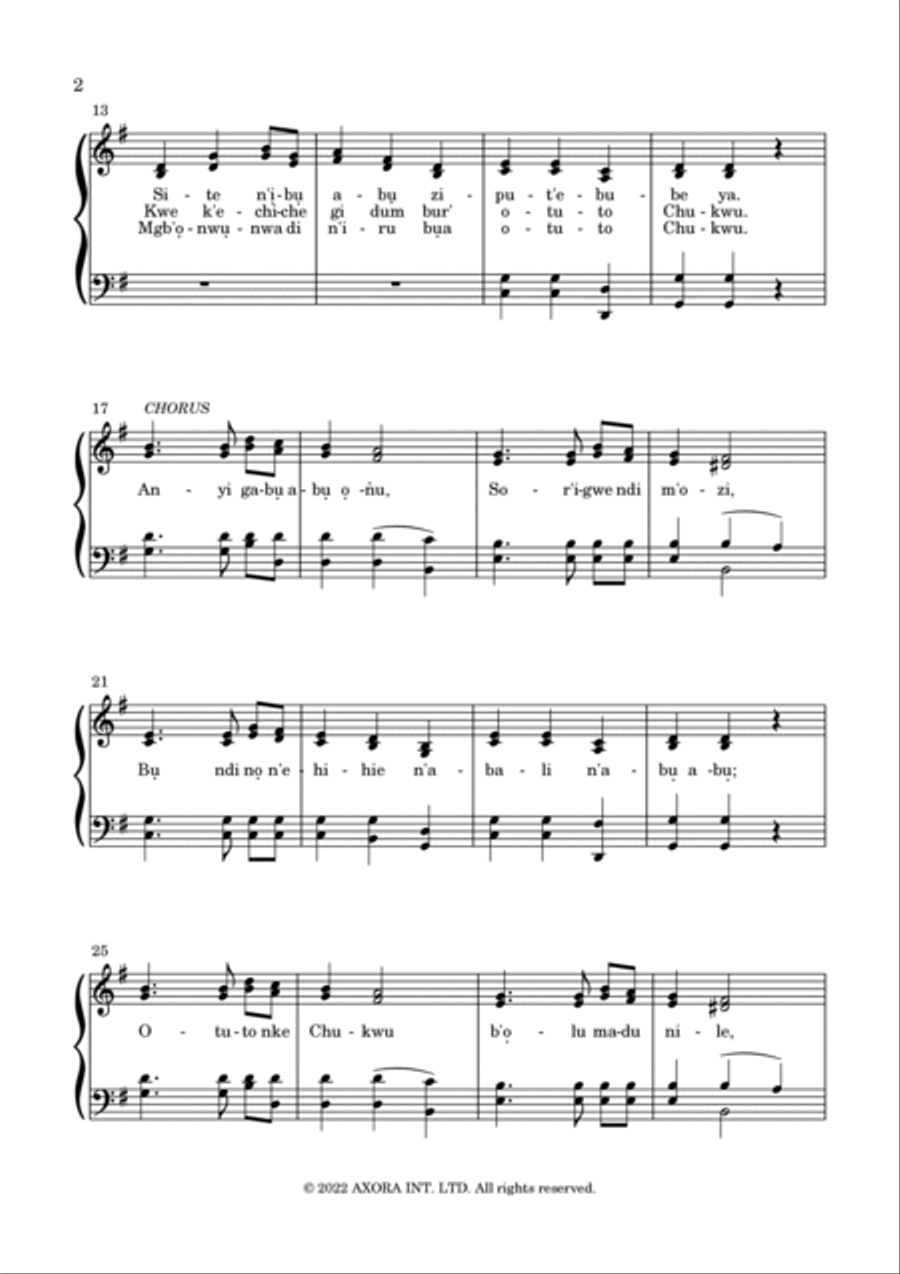 Anyi Gabu Abu Onu (IGBO) 4-Part scores gallery preview page 2