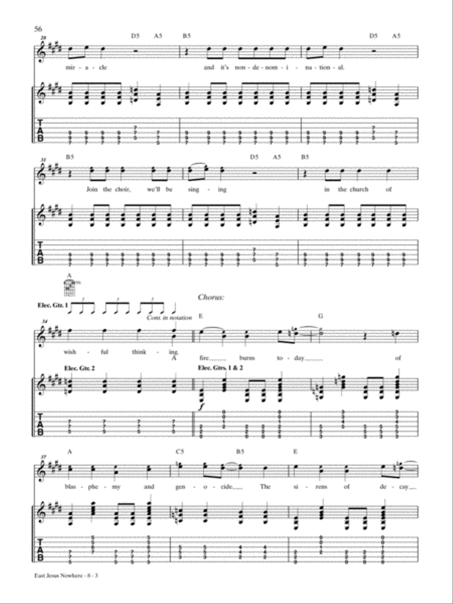 East Jesus Nowhere Guitar Tablature scores gallery preview page 3
