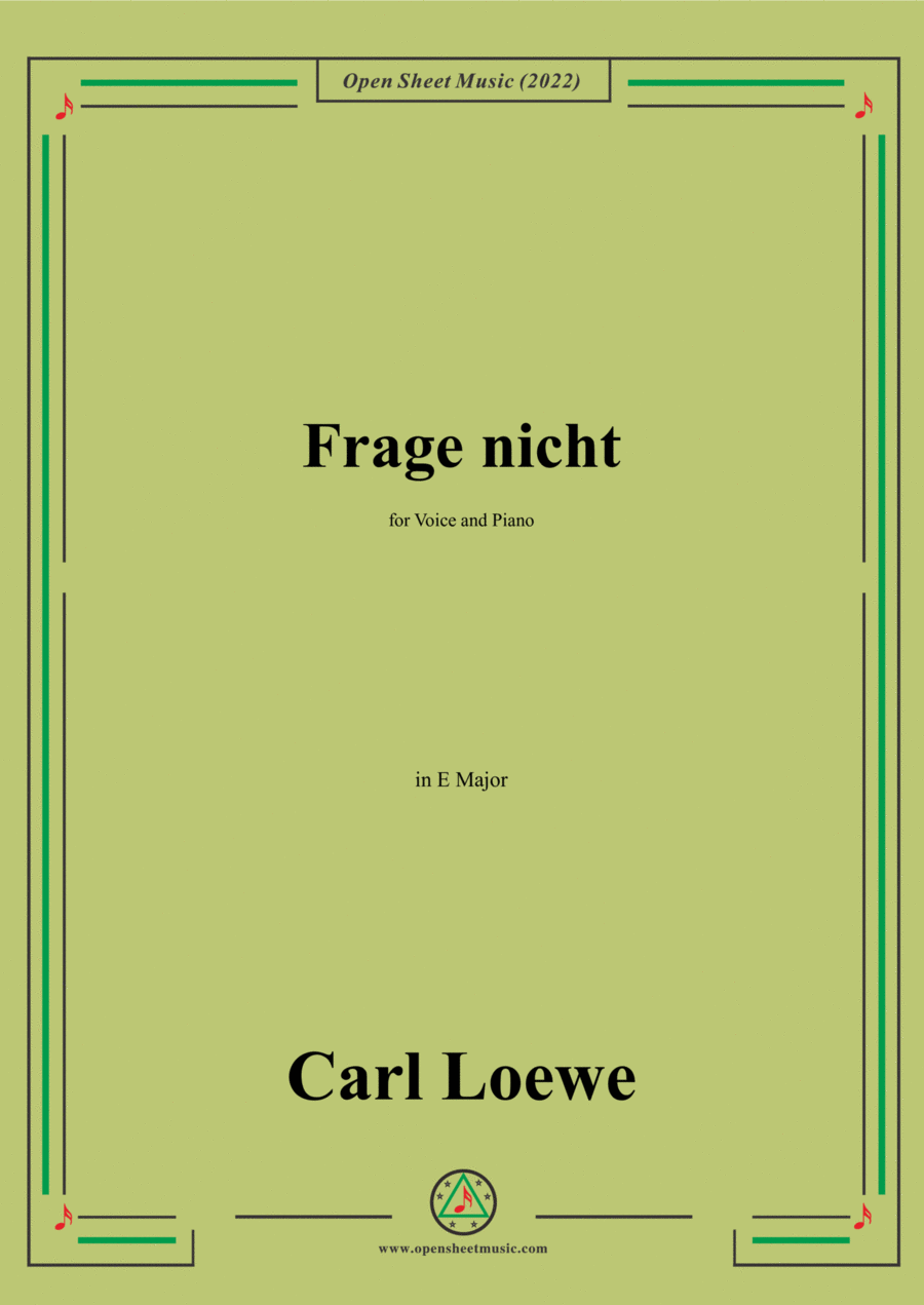 Loewe-Frage nicht,in E Major,for Voice and Piano Voice Solo scores gallery preview page 1