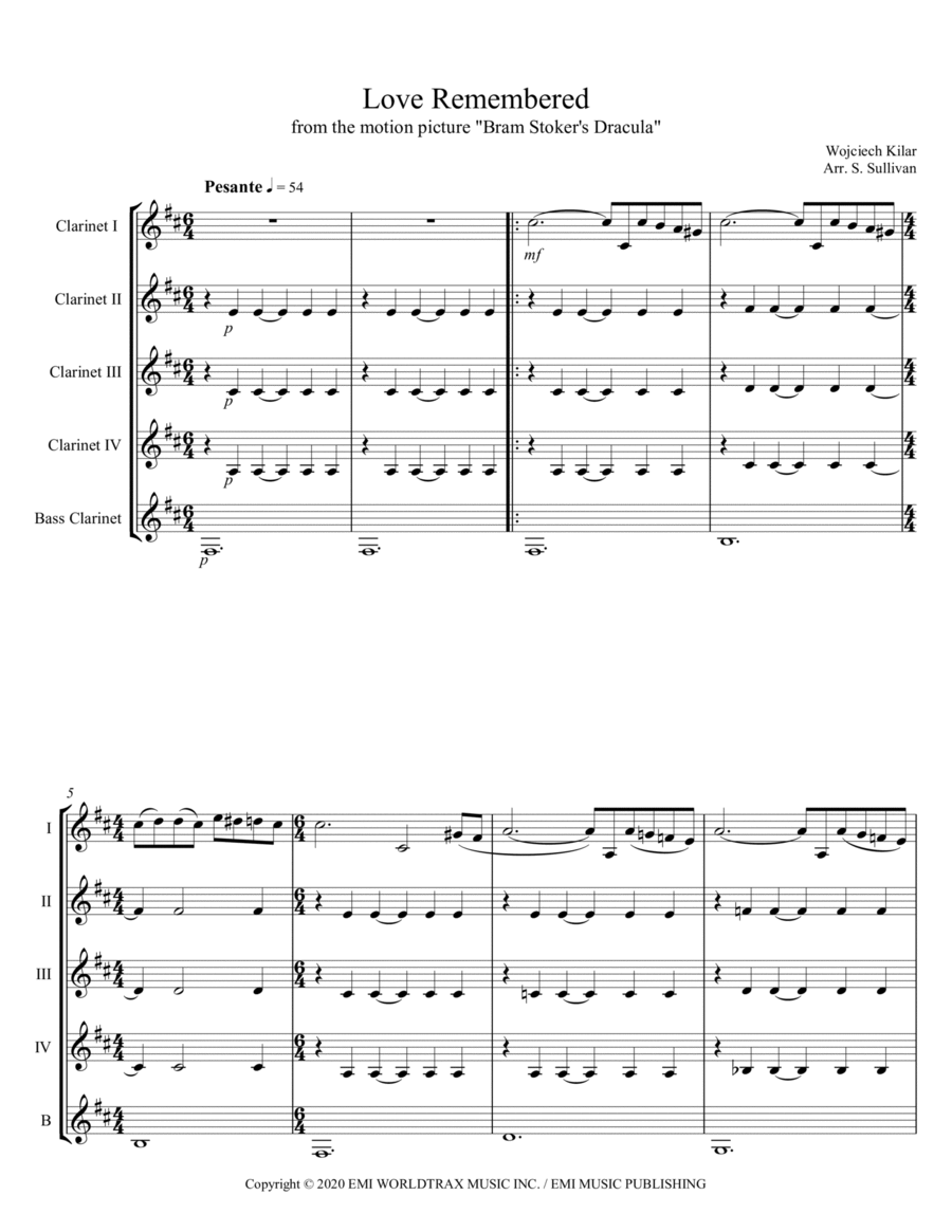 Love Remembered Clarinet Quintet scores gallery preview page 1