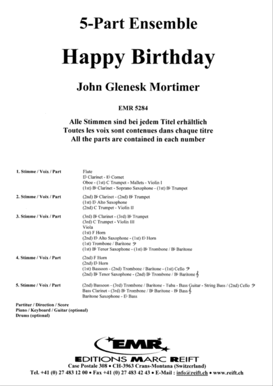 Happy Birthday Happy Birthday Concert Band scores gallery preview page 2