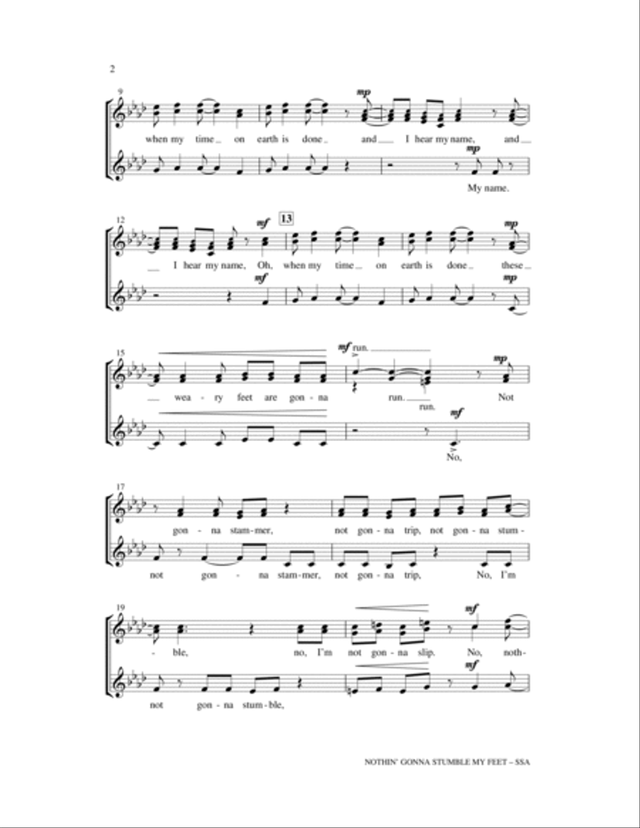 Nothin' Gonna Stumble My Feet SSA scores gallery preview page 2