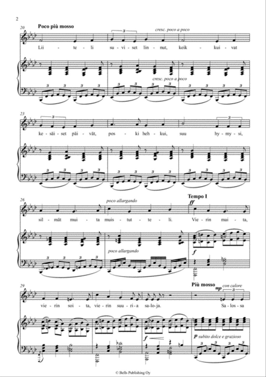 Tuijotin tulehen kauan, Op. 2 No. 2 (F minor) Voice Solo scores gallery preview page 2