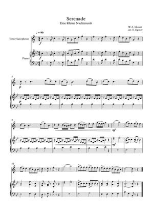 Serenade (Eine Kleine Nachtmusik), Wolfgang Amadeus Mozart, For Tenor Saxophone & Piano