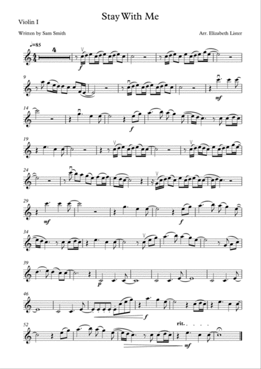 Stay With Me String Quartet scores gallery preview page 1