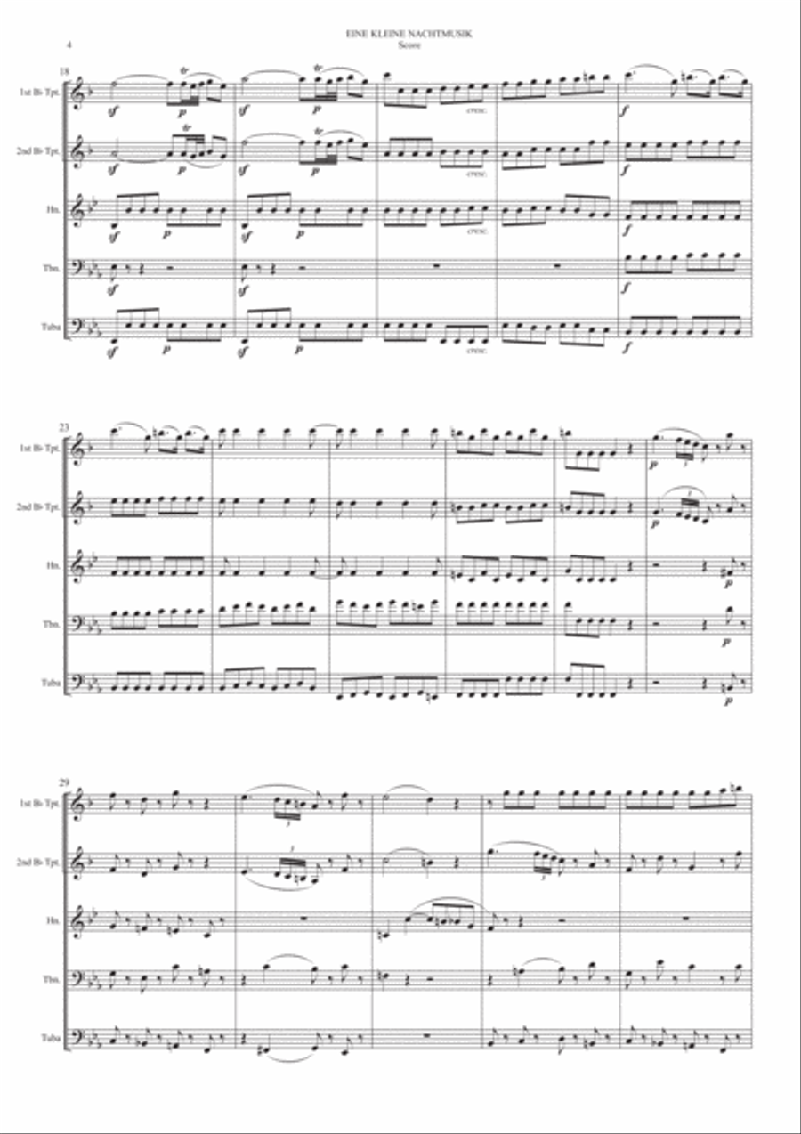 Eine Kleine Nachtmusik 1st Movement Allegro for Brass Quintet image number null