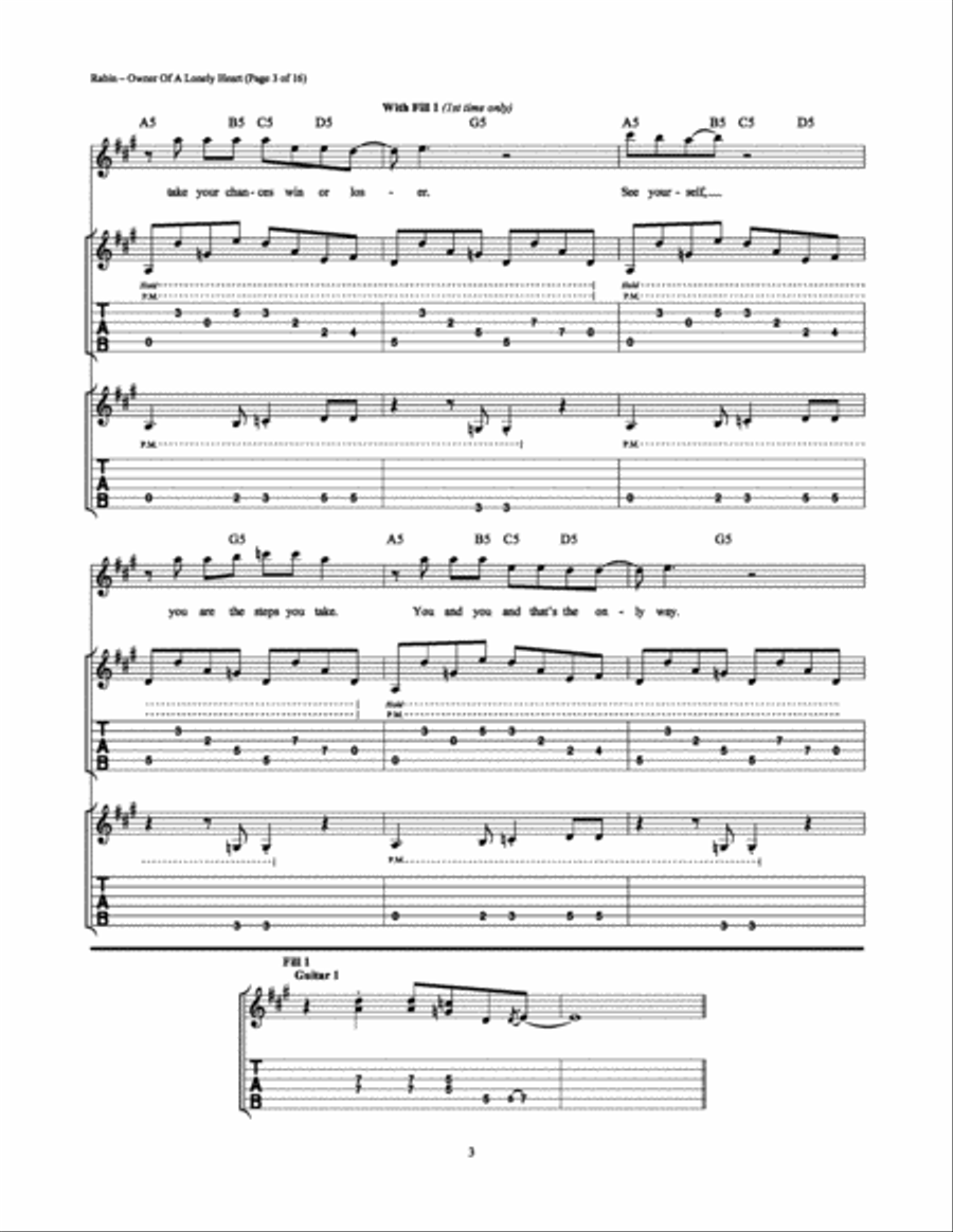 Owner of a Lonely Heart Electric Guitar scores gallery preview page 3