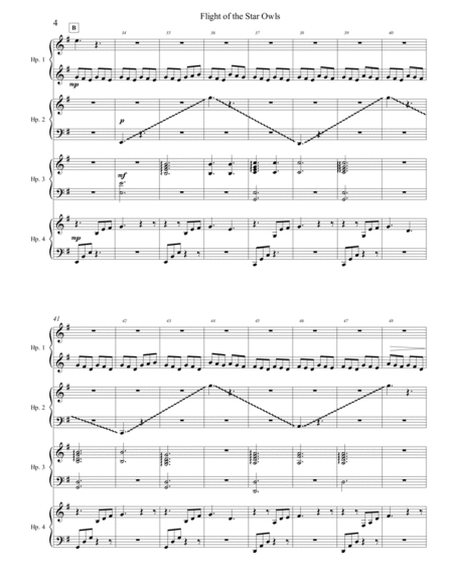 Flight of the Star Owls Arrangement for Advanced Harp Ensemble (E min) - Score Only image number null