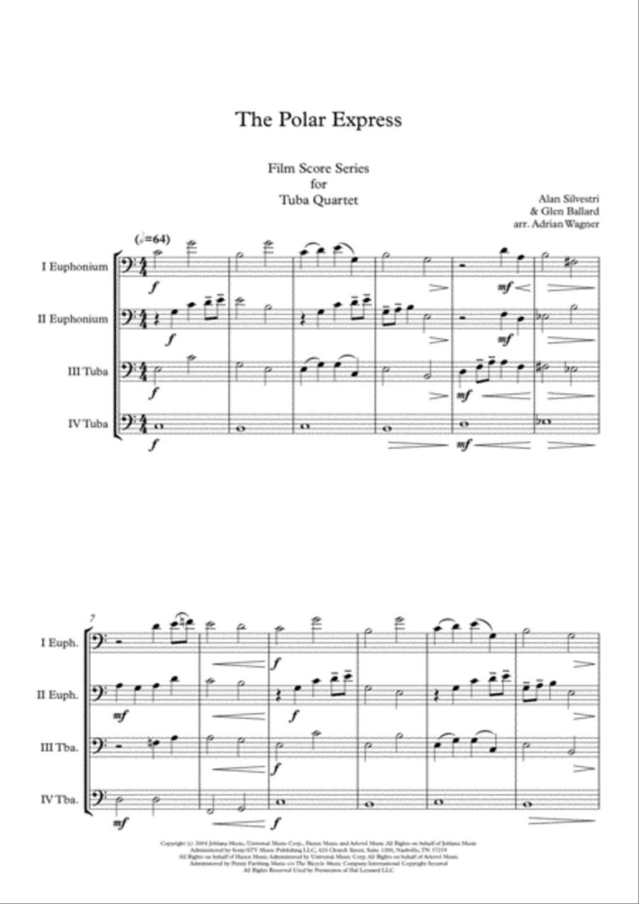 The Polar Express from Warner Bros. Pictures' THE POLAR EXPRESS Brass Quartet scores gallery preview page 3