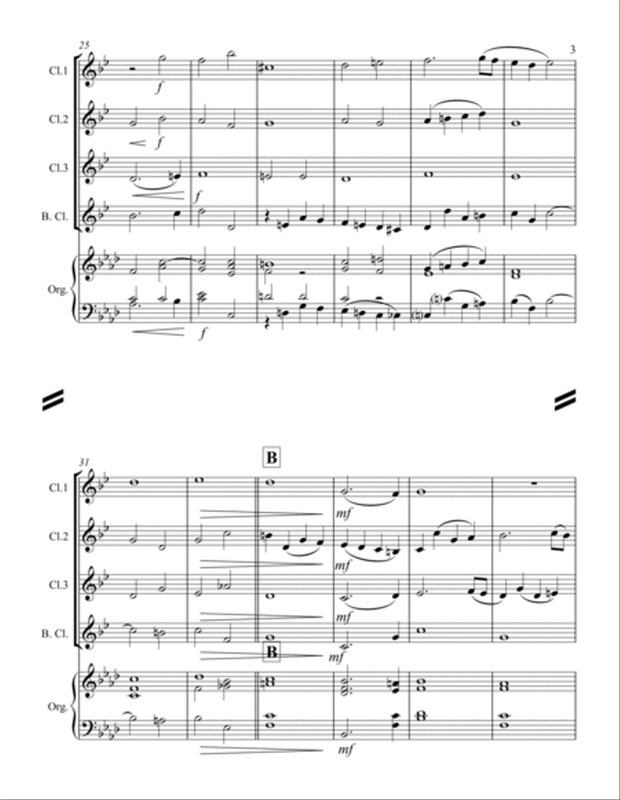 Handel - And With His Stripes We Are Healed (from Messiah) (for Clarinet Quartet & optional Organ) Clarinet Quartet scores gallery preview page 4