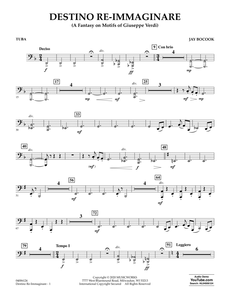 Destino Re-Immaginare (A Fantasy on Motifs of G. Verdi) - Tuba