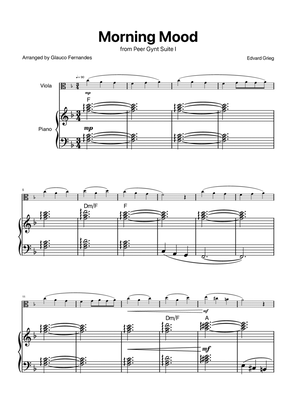 Morning Mood by Grieg for Viola and Piano with Chords