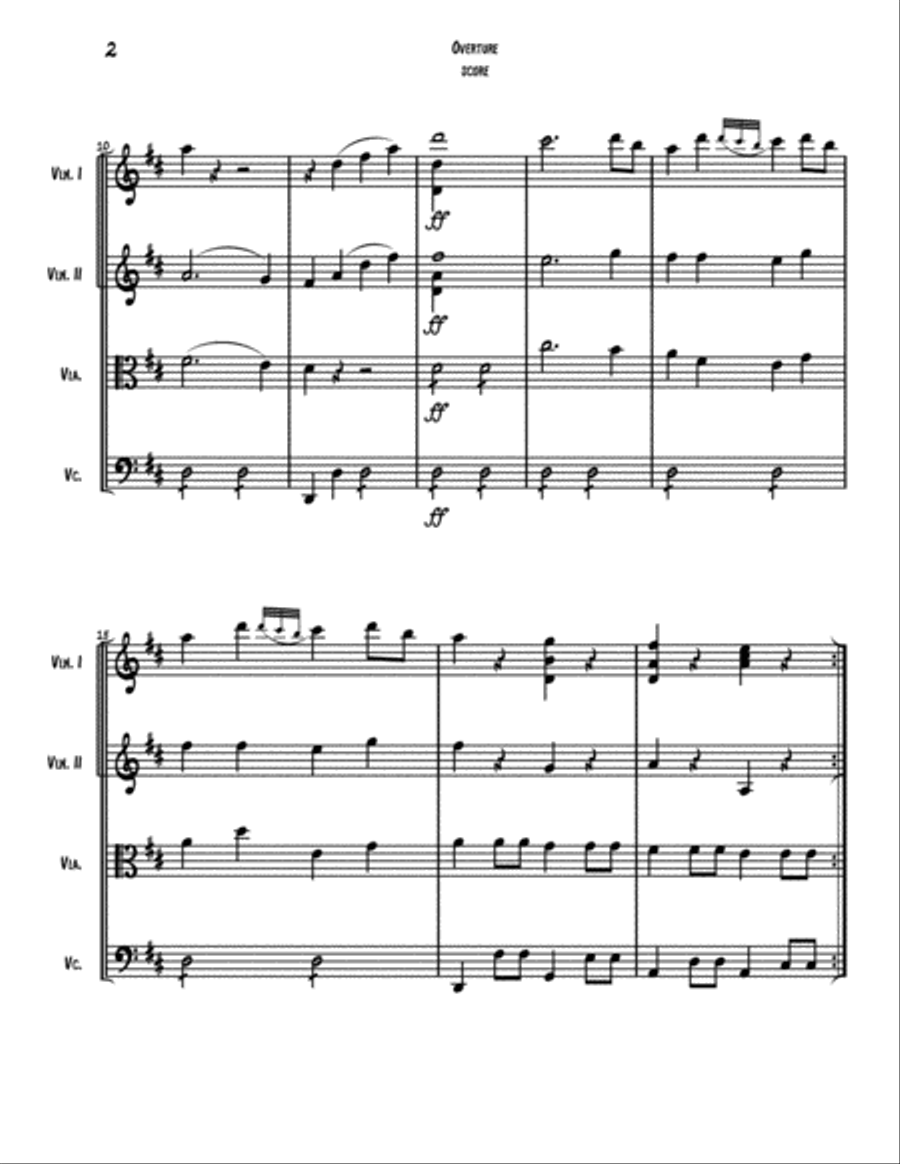 Overture from the Opera The Marriage of Figaro by W. A. Mozart for string quartet String Quartet scores gallery preview page 3