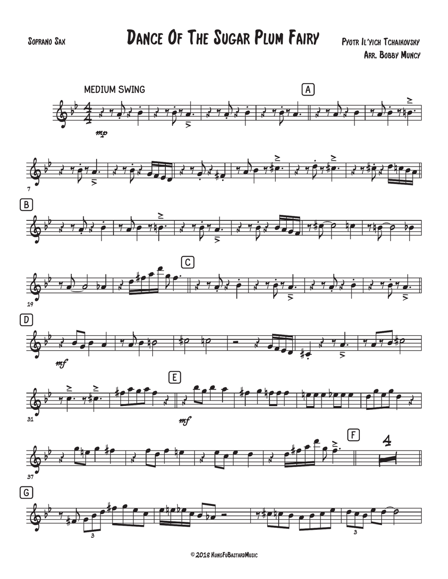Dance of the Sugar Plum Fairy Saxophone Quartet SATB or AATB Saxophone Quartet scores gallery preview page 1
