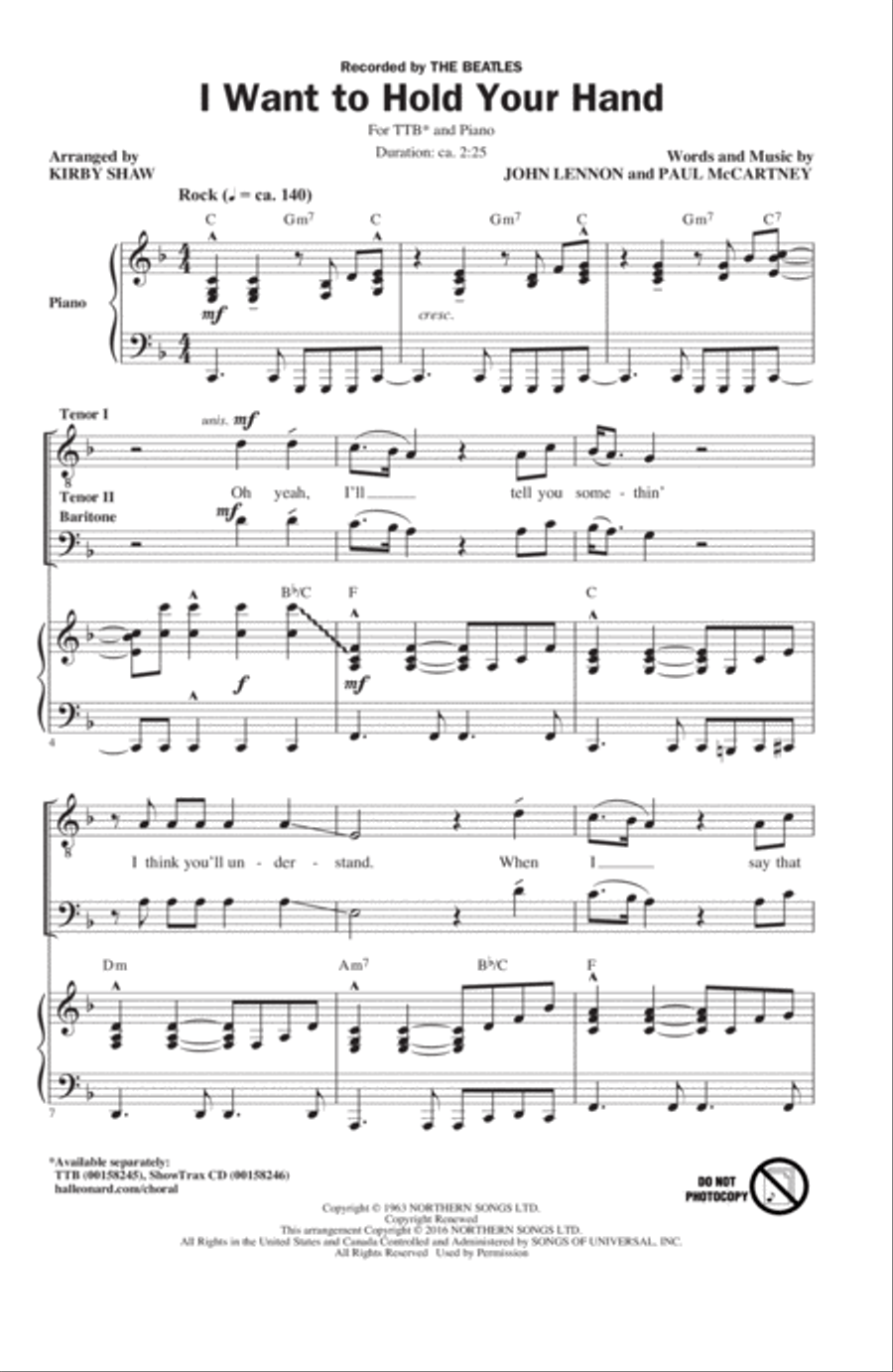 I Want To Hold Your Hand (arr. Kirby Shaw) TTB scores gallery preview page 1