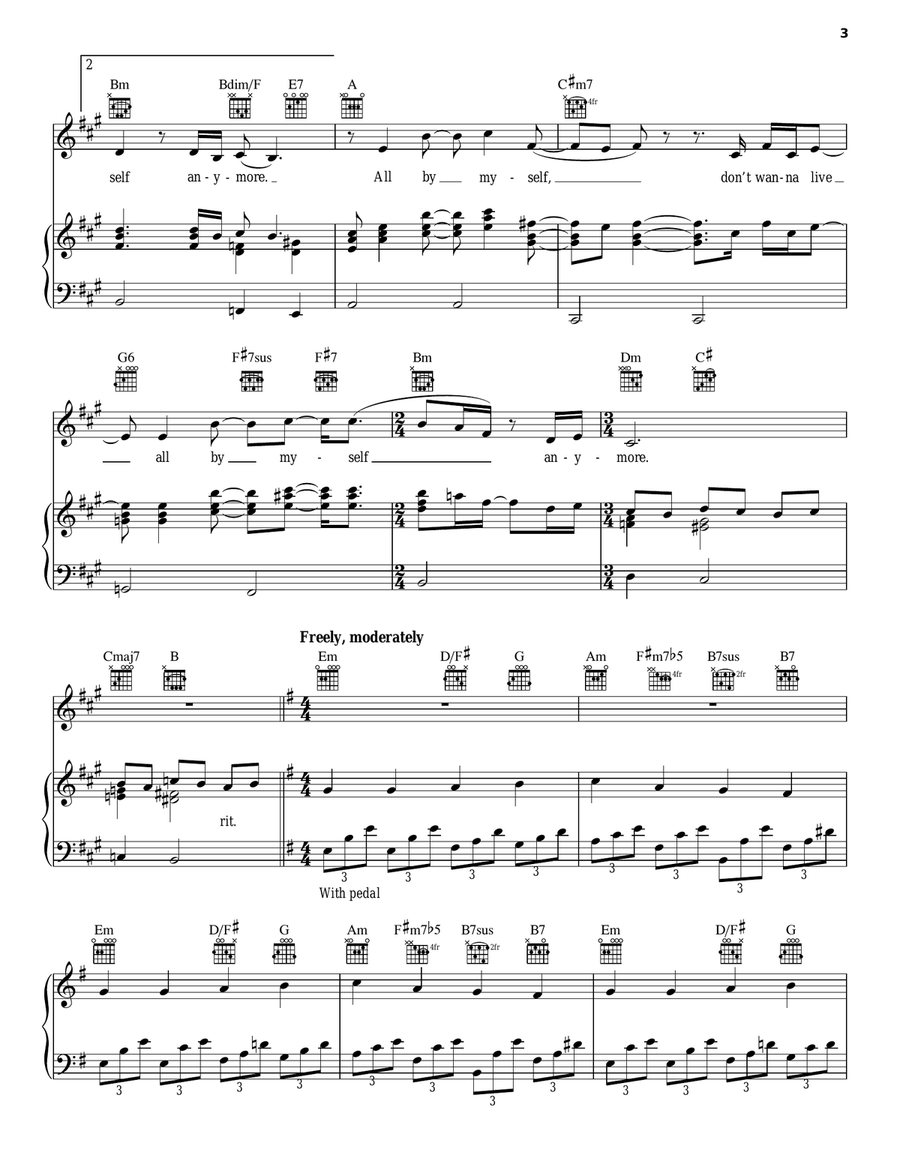 All By Myself Piano, Vocal, Guitar scores gallery preview page 3