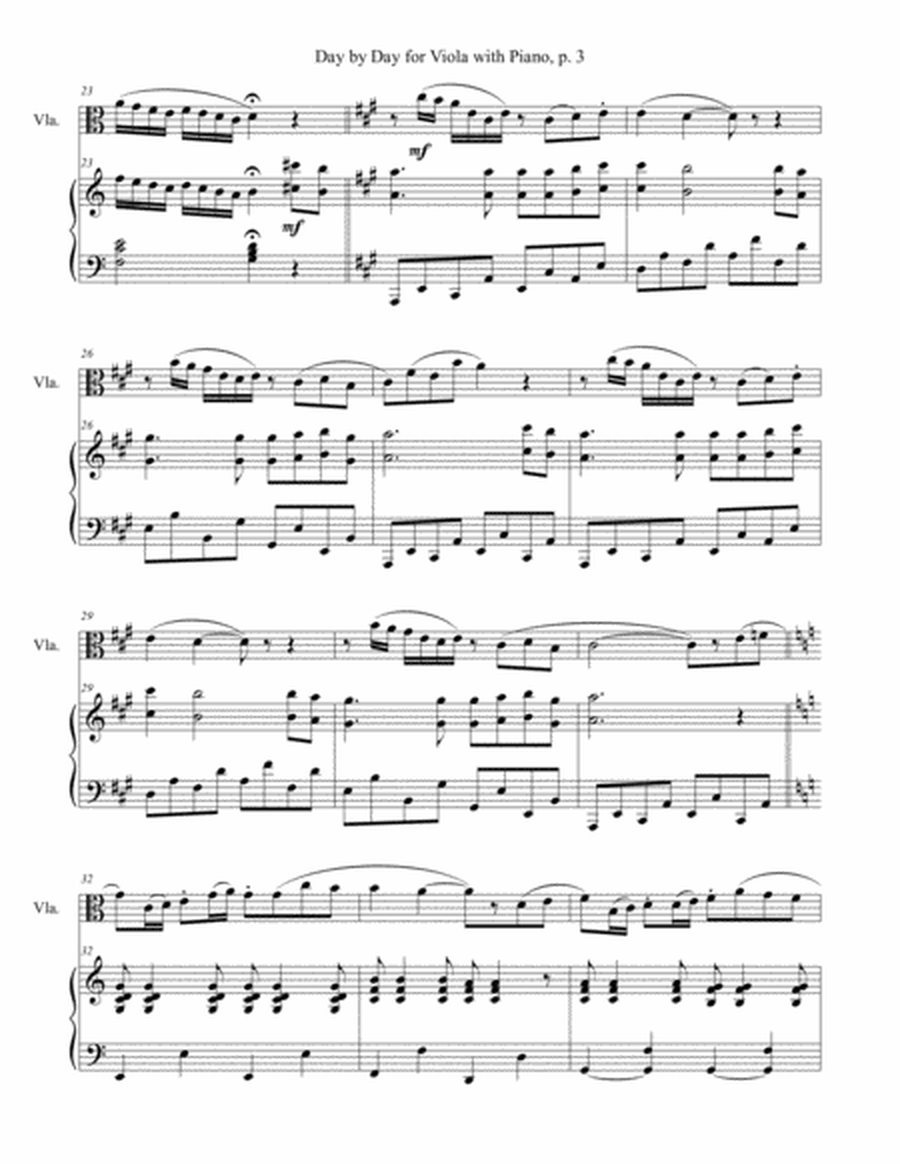 DAY BY DAY (Viola with Piano - Score & Part included) image number null