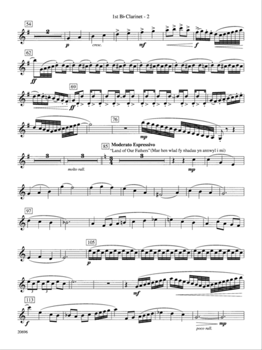 Welsh Ayres & Dances: 1st B-flat Clarinet Concert Band scores gallery preview page 2