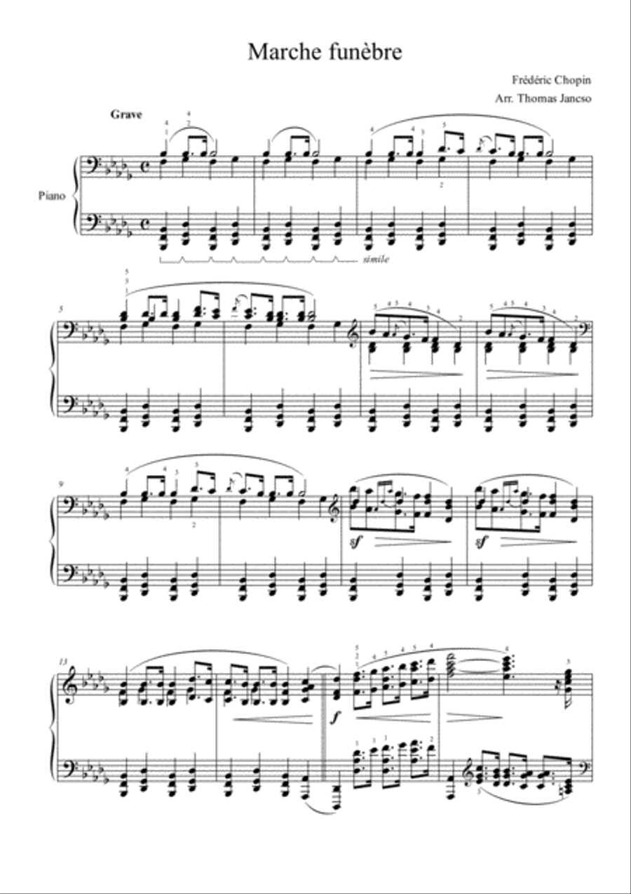 Marche funèbre (Funeral March) Piano Solo scores gallery preview page 1