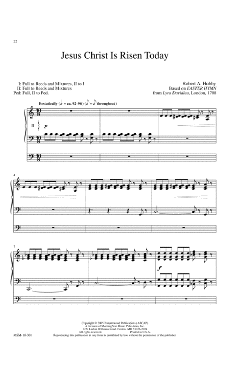 Jesus Christ Is Risen Today Organ scores gallery preview page 1