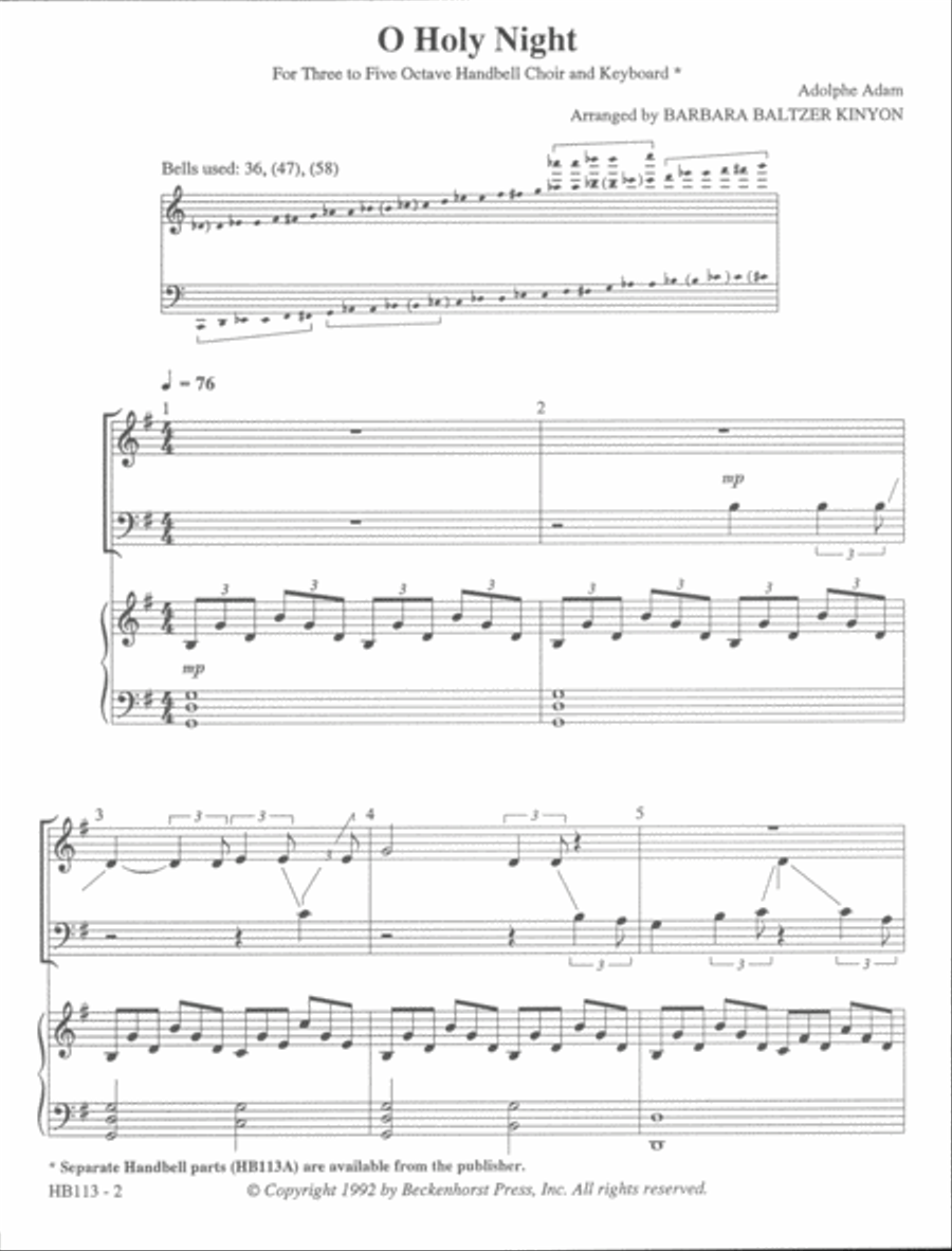 O Holy Night - full score Handbell Choir scores gallery preview page 2
