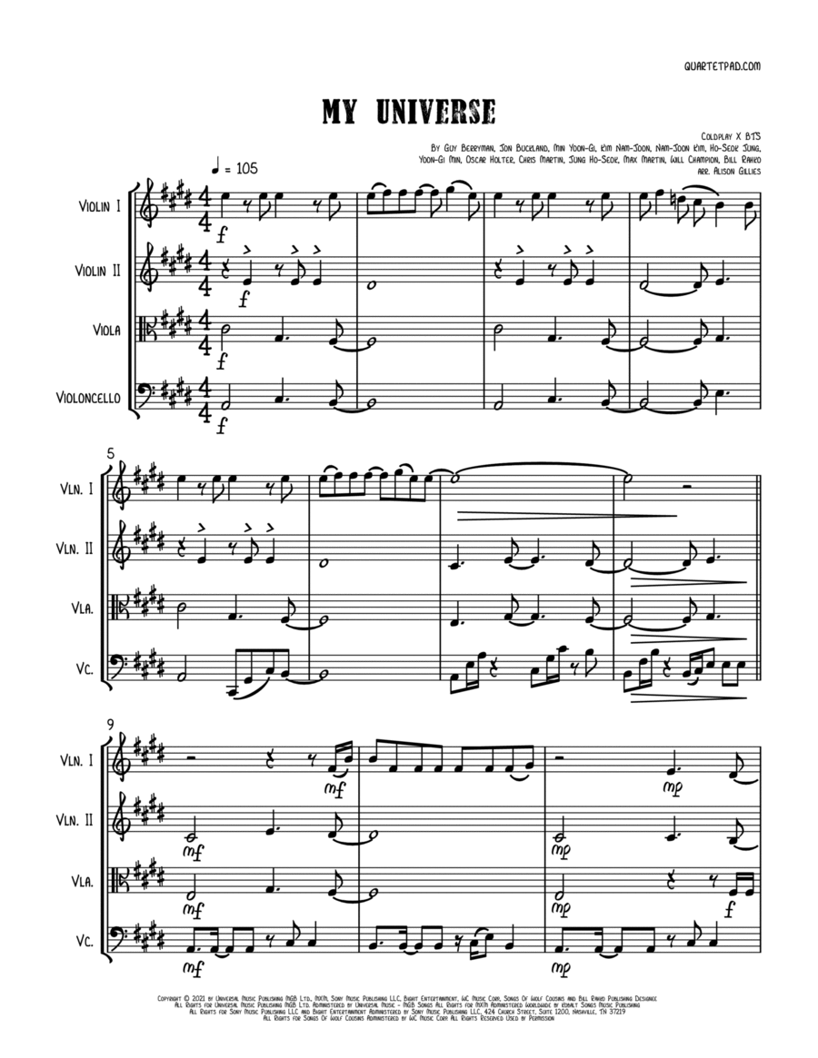 My Universe String Quartet scores gallery preview page 1