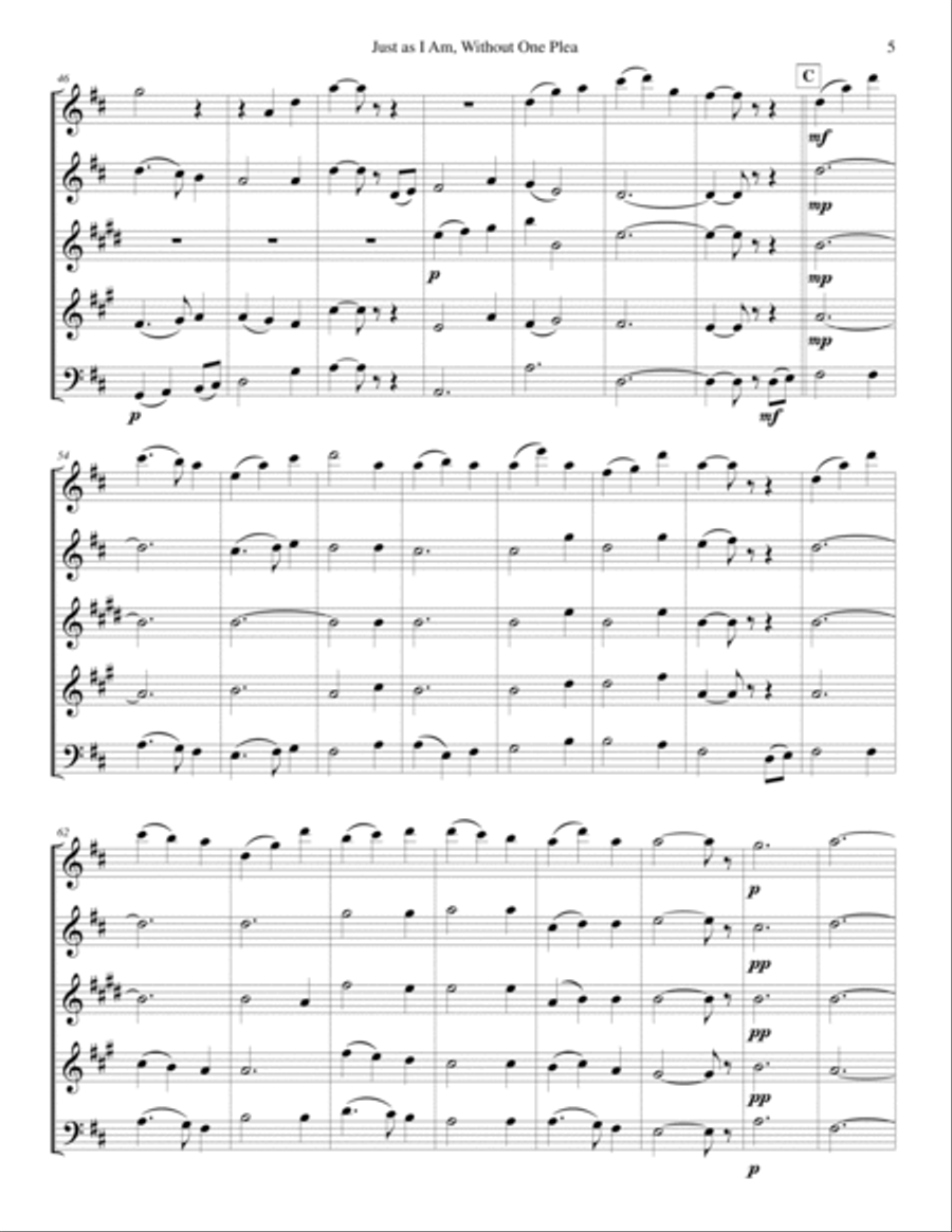 Just as I Am, Without One Plea Woodwind Quintet scores gallery preview page 5