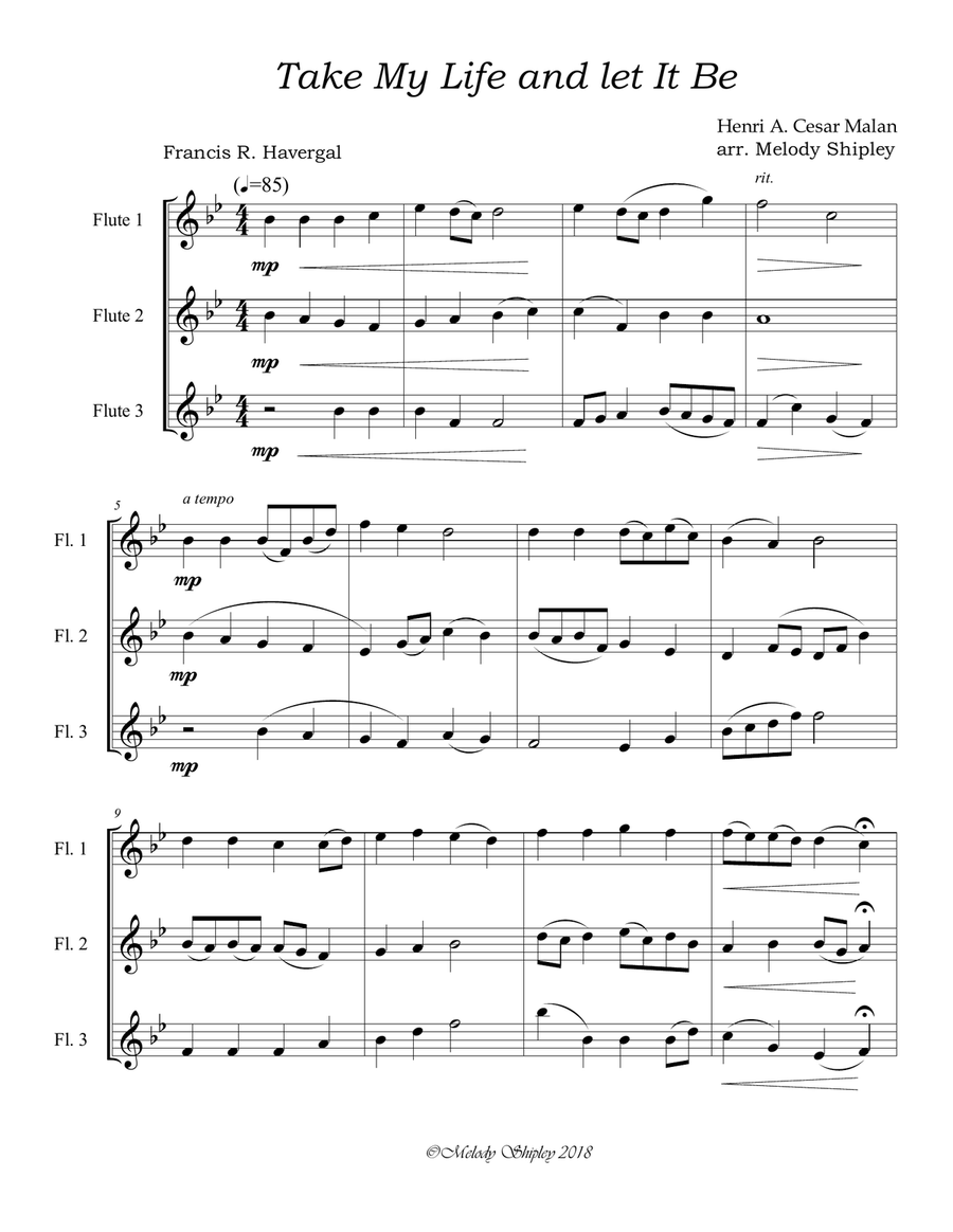 Take My Life and Let It Be Woodwind Trio scores gallery preview page 1