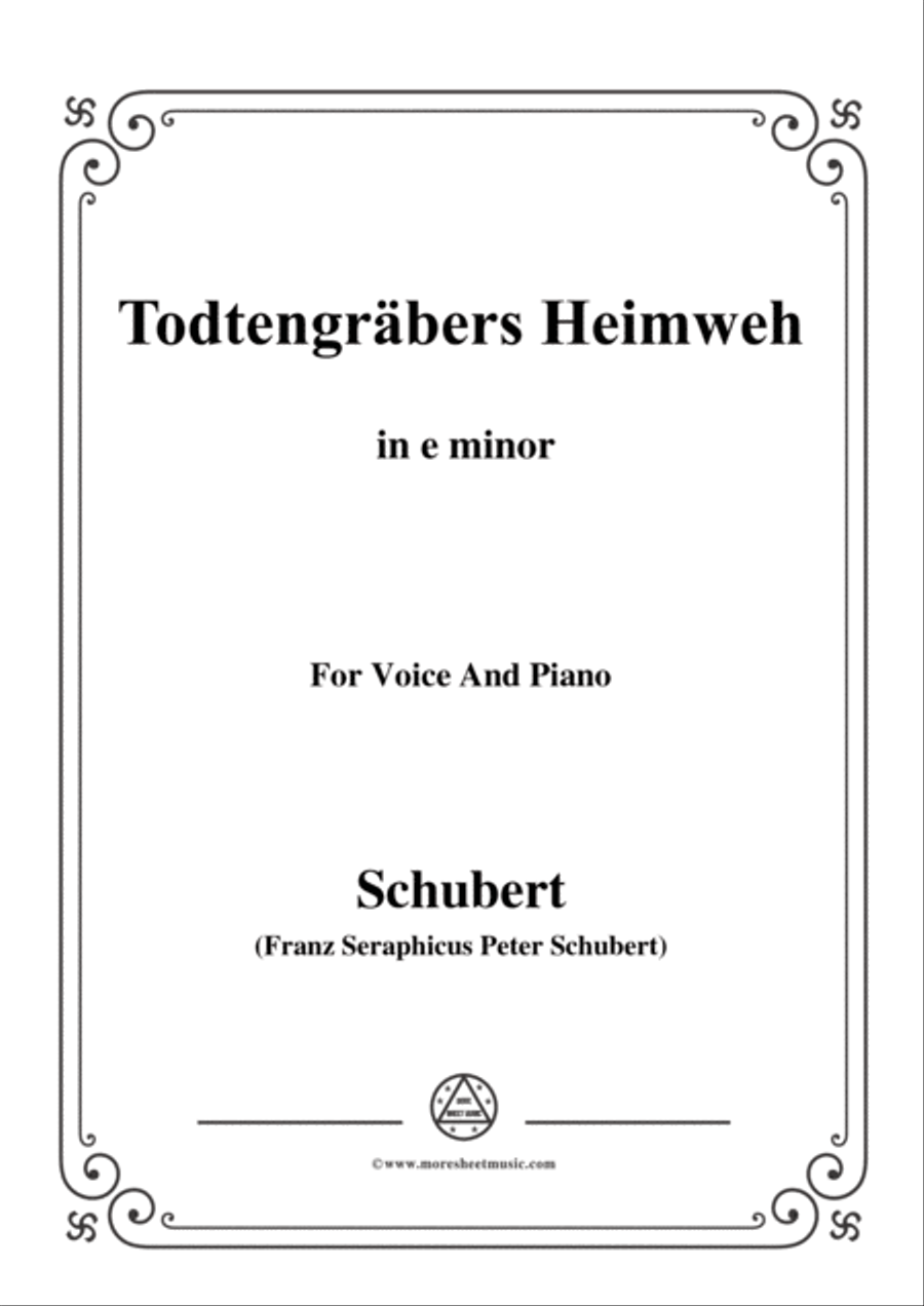Schubert-Todtengräbers Heimweh,in e minor,for Voice&Piano Voice scores gallery preview page 1
