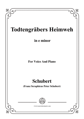 Schubert-Todtengräbers Heimweh,in e minor,for Voice&Piano