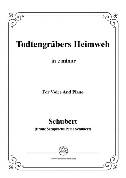 Schubert-Todtengräbers Heimweh,in e minor,for Voice&Piano image number null