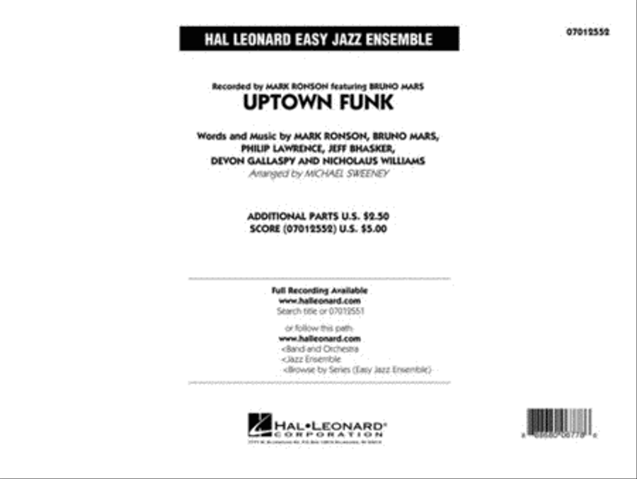 Uptown Funk Jazz Ensemble scores gallery preview page 2