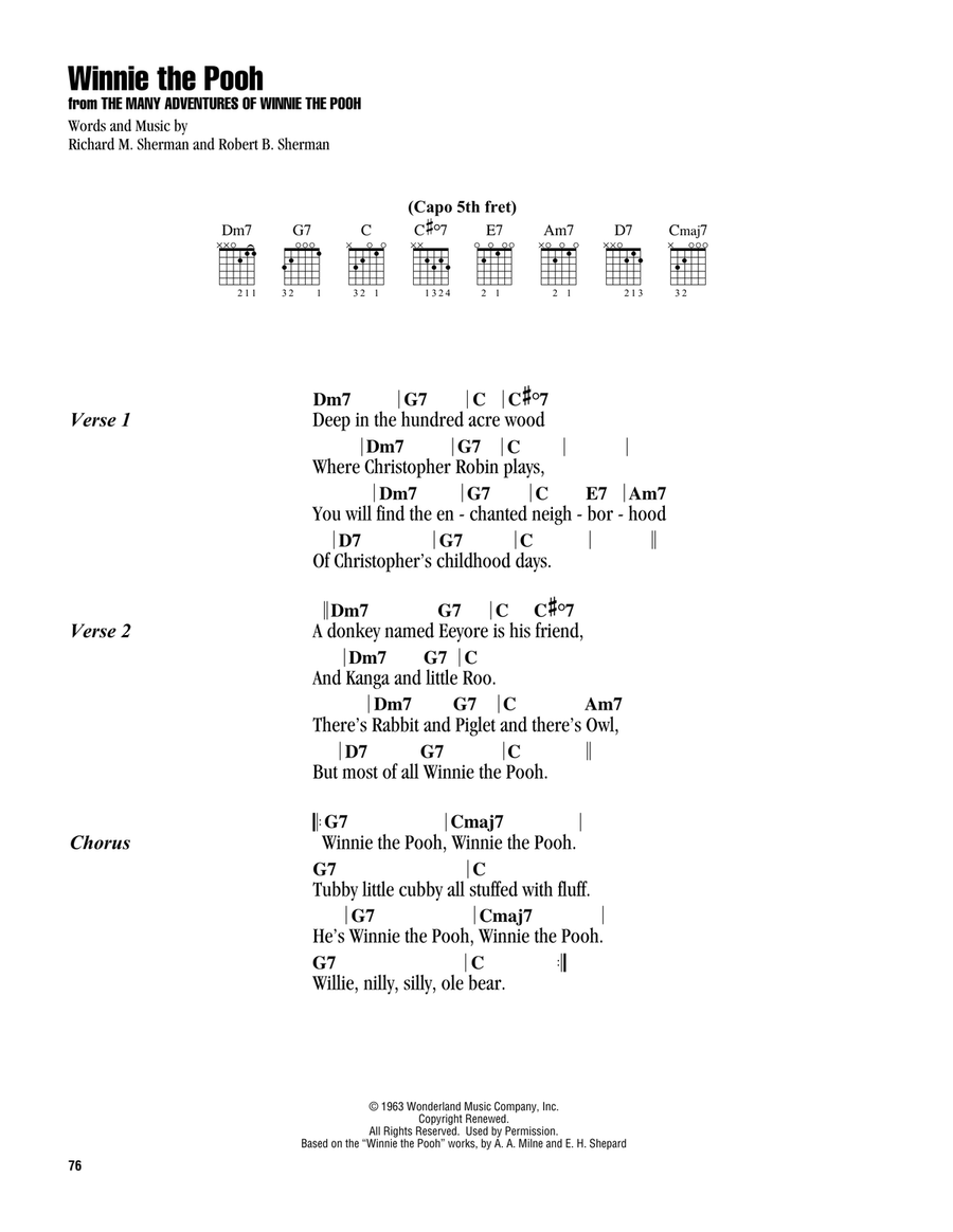 Winnie The Pooh (from The Many Adventures Of Winnie The Pooh) Guitar scores gallery preview page 1
