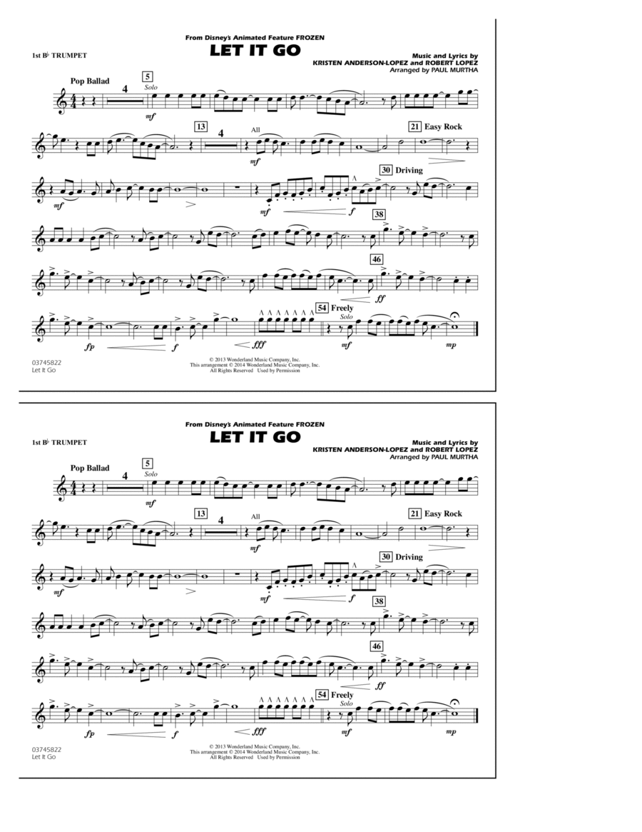 Let It Go - 1st Bb Trumpet Marching Band scores gallery preview page 1