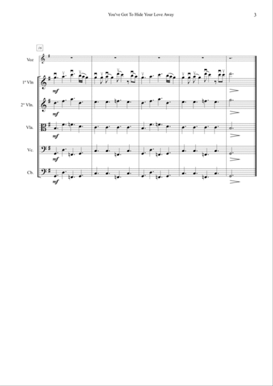 You've Got To Hide Your Love Away String Orchestra scores gallery preview page 3