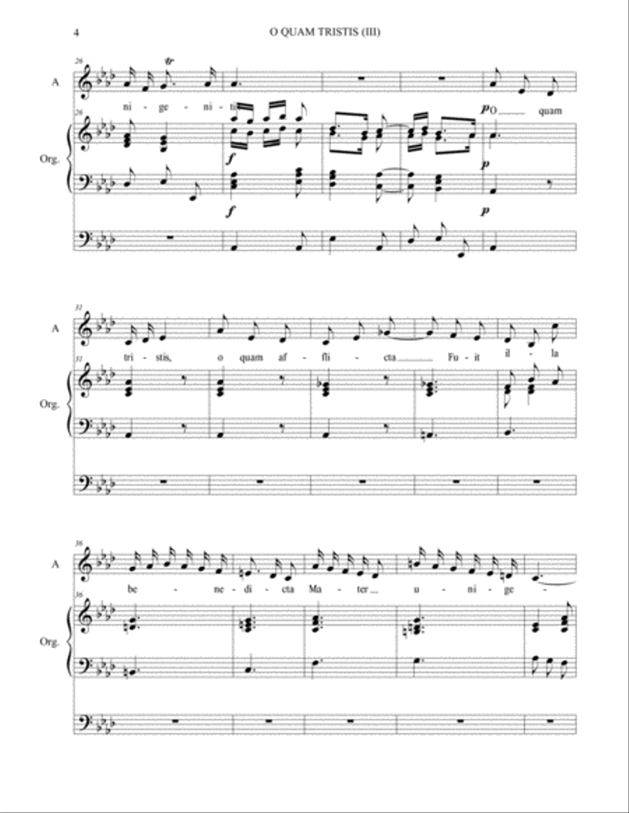 O QUAM TRISTIS (III) - (From Stabat Mater- RV 621) - For Alto,and Organ 3 staff Voice scores gallery preview page 4