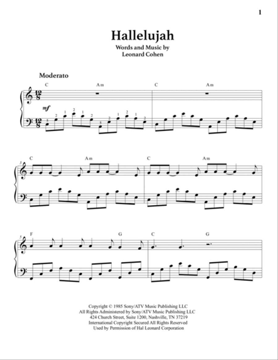 Hallelujah Hallelujah Easy Piano scores gallery preview page 2