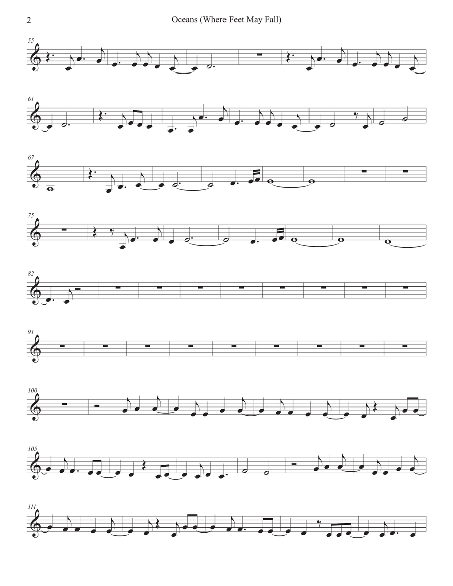 Oceans (Where Feet May Fail) Violin Solo scores gallery preview page 2