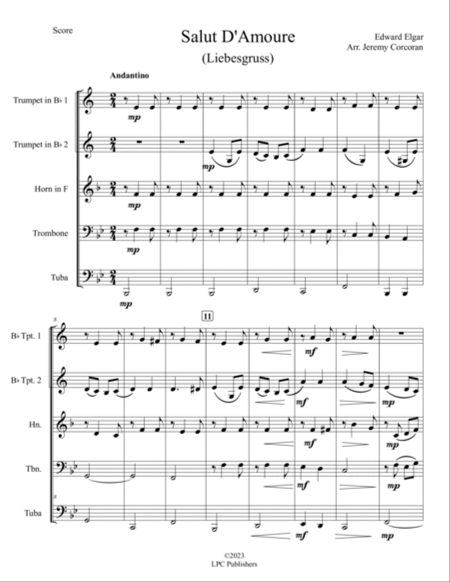 Salut De'Amoure (Liebesgruss) Brass Quintet scores gallery preview page 2