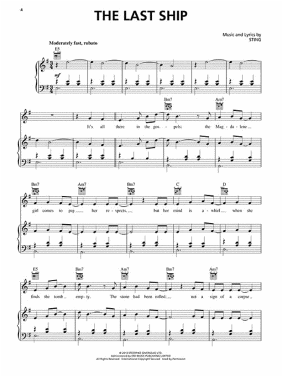 Sting - The Last Ship Piano, Vocal, Guitar scores gallery preview page 3