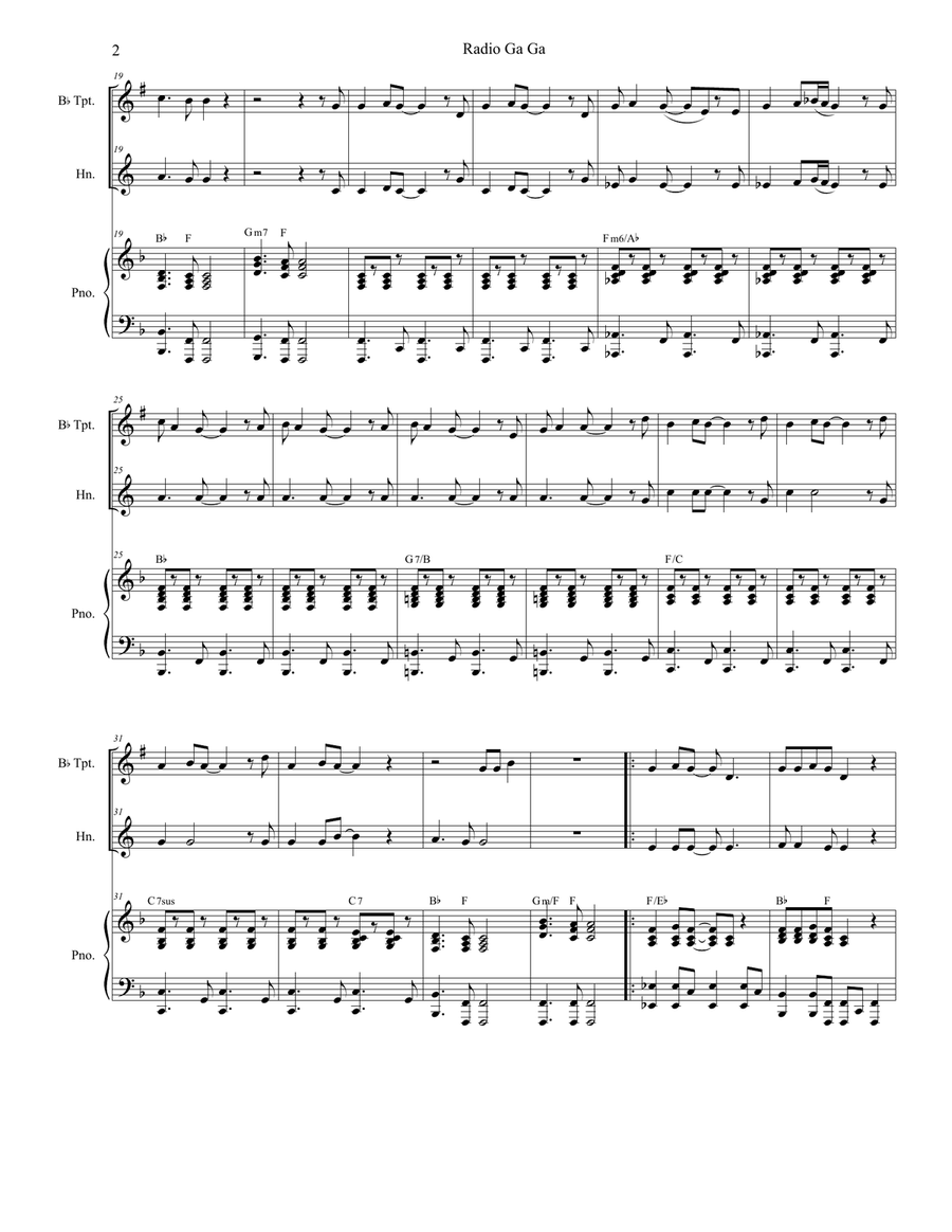 Radio Ga Ga Brass Duet scores gallery preview page 2